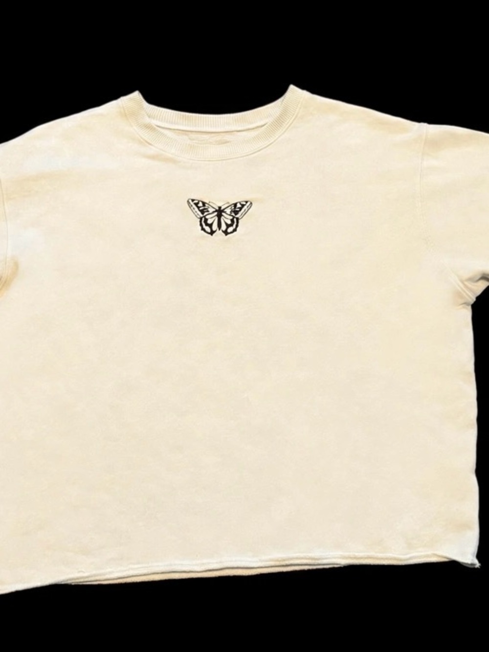 Hollister California Butterfly Cropped Sweatshirt Cream Women’s M